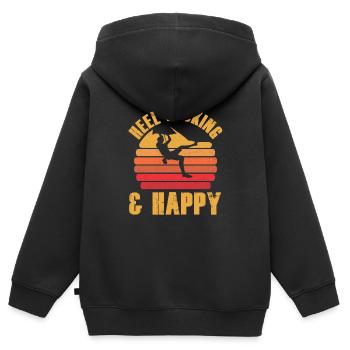 Bouldern - Kinder Premium Organic Zip Hoodie - Schwarz - Hinten - AI Model Kid Male (0cm)