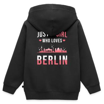 Berlin - Sweat Premium à capuche zippé enfant bio - noir - Dos - AI Model Kid Male (0cm)