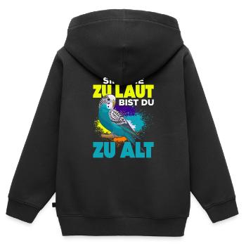 Wellensittich Vogel Besitzer - Kinder Premium Organic Zip Hoodie - Schwarz - Hinten - AI Model Kid Male (0cm)