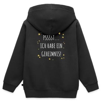 Psssst Ich Habe Ein Geheimnis Nachwuchs Schwanger - Kinder Premium Organic Zip Hoodie - Schwarz - Hinten - AI Model Kid Male (0cm)