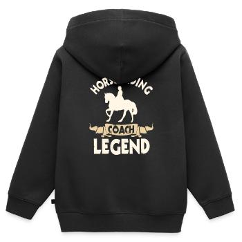 Légende de l’instructeur d’équitation - Sweat Premium à capuche zippé enfant bio - noir - Dos - AI Model Kid Male (0cm)