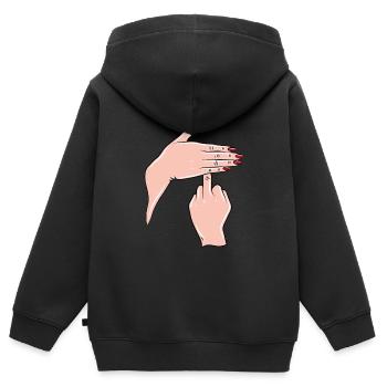 Sarkasmus Ironie freche Diva Zyniker Mittelfinger - Kinder Premium Organic Zip Hoodie - Schwarz - Hinten - AI Model Kid Male (0cm)