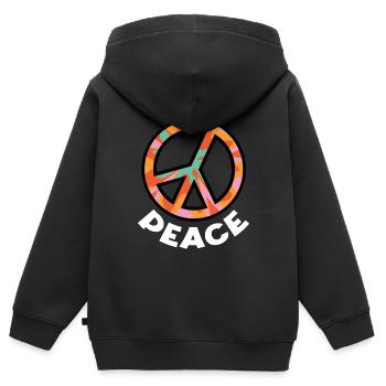 Peace Love LGBTQ - Kinder Premium Organic Zip Hoodie - Schwarz - Hinten - AI Model Kid Male (0cm)