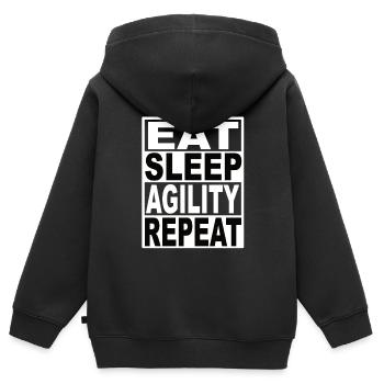 Manger Dormir Agilité Répéter - Sweat Premium à capuche zippé enfant bio - noir - Dos - AI Model Kid Male (0cm)