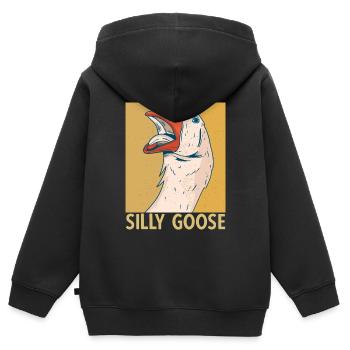 Silly Goose Alberne Gans Humor - Kinder Premium Organic Zip Hoodie - Schwarz - Hinten - AI Model Kid Male (0cm)