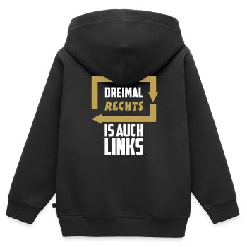 Lustiger Spruch lustige Sprüche gegen Rechts - Kinder Premium Organic Zip Hoodie - Schwarz - Hinten - AI Model Kid Male (0cm)