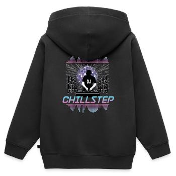 Chillstep Musique Electro Musique - Sweat Premium à capuche zippé enfant bio - noir - Dos - AI Model Kid Male (0cm)