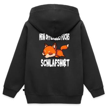 Schlafshirt Pyjama Schlafanzug Fuchs - Kinder Premium Organic Zip Hoodie - Schwarz - Hinten - AI Model Kid Male (0cm)