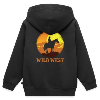 Wild West Cowboy - Kinder Premium Organic Zip Hoodie - Schwarz - Hinten - AI Model Kid Male (0cm)