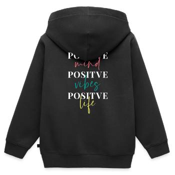 Dicton de la pensée positive - Sweat Premium à capuche zippé enfant bio - noir - Dos - AI Model Kid Male (0cm)