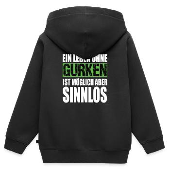 Ein Leben Ohne Gurken Ist möglich aber Sinnlos - Kinder Premium Organic Zip Hoodie - Schwarz - Hinten - AI Model Kid Male (0cm)