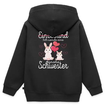 Einzelkind Ich werde Große Schwester Hasen Mädchen - Kinder Premium Organic Zip Hoodie - Schwarz - Hinten - AI Model Kid Male (0cm)