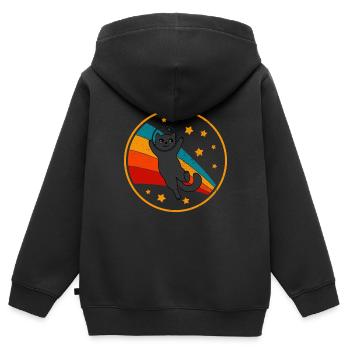 Bombay Cat Space Cat - Sweat Premium à capuche zippé enfant bio - noir - Dos - AI Model Kid Male (0cm)
