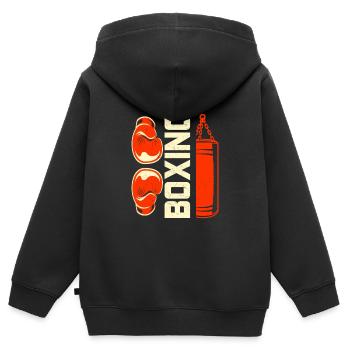 Boxe - Sweat Premium à capuche zippé enfant bio - noir - Dos - AI Model Kid Male (0cm)