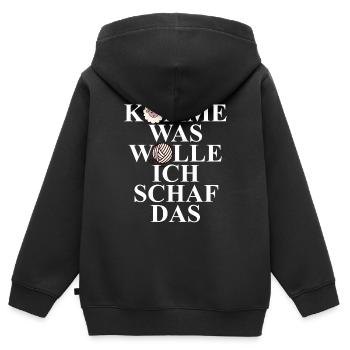 Komme Was Wolle Ich Schaf Das Baumwolle Bauer - Kinder Premium Organic Zip Hoodie - Schwarz - Hinten - AI Model Kid Male (0cm)