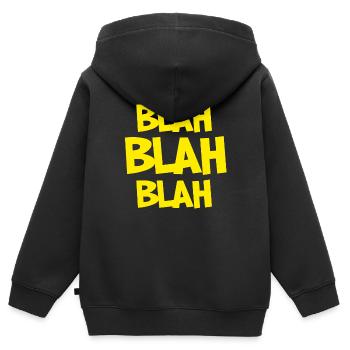 Blahblahblah Blablabla Blah Bla blabla Geschwätz - Sweat Premium à capuche zippé enfant bio - noir - Dos - AI Model Kid Male (0cm)