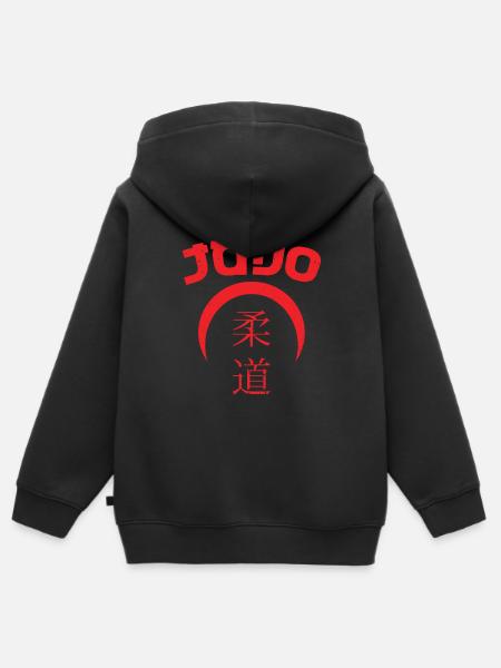 Judo - Sweat Premium à capuche zippé enfant bio - noir
