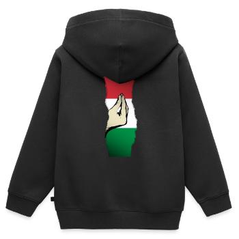 Signal de la main Geste Main Italie Italia Fun Flag - Sweat Premium à capuche zippé enfant bio - noir - Dos - AI Model Kid Male (0cm)