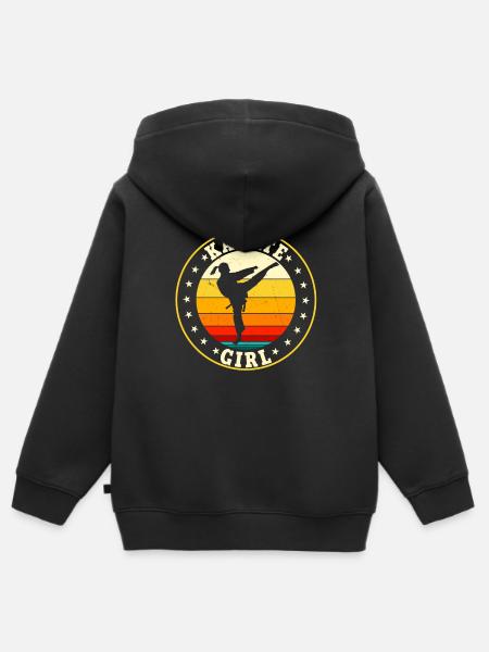 Karate Mädchen - Kinder Premium Organic Zip Hoodie - Schwarz