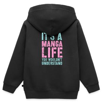 Manga Geschenk - Kinder Premium Organic Zip Hoodie - Schwarz - Hinten - AI Model Kid Male (0cm)