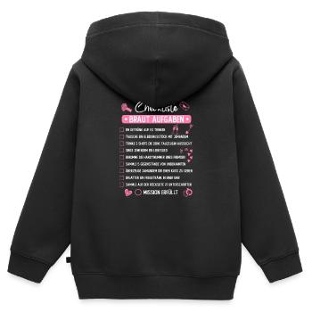 JGA Mutprobe Checkliste Braut Aufgaben - Kinder Premium Organic Zip Hoodie - Schwarz - Hinten - AI Model Kid Male (0cm)