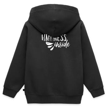 Happiness inside - Kids Premium Organic Zip-up Hoodie - black - Back - AI Model Kid Male (0cm)