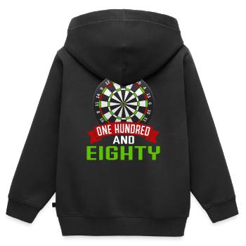 One Hundred And Eighty 180 Dart Dartspieler - Kinder Premium Organic Zip Hoodie - Schwarz - Hinten - AI Model Kid Male (0cm)