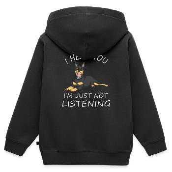 Australian Kelpie Hundebesitzer - Kinder Premium Organic Zip Hoodie - Schwarz - Hinten - AI Model Kid Male (0cm)