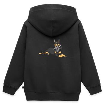 Australian Kelpie Stofftier - Kinder Premium Organic Zip Hoodie - Schwarz - Hinten - AI Model Kid Male (0cm)