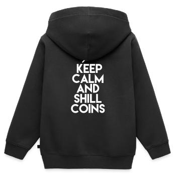 Keep Calm and Shill Coins - Kinder Premium Organic Zip Hoodie - Schwarz - Hinten - AI Model Kid Male (0cm)
