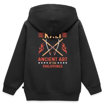Kali Cadeau Eskrima - Sweat Premium à capuche zippé enfant bio - noir - Dos - AI Model Kid Male (0cm)