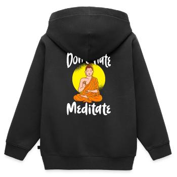 Meditierender Buddha-Statue Buddha - Kinder Premium Organic Zip Hoodie - Schwarz - Hinten - AI Model Kid Male (0cm)