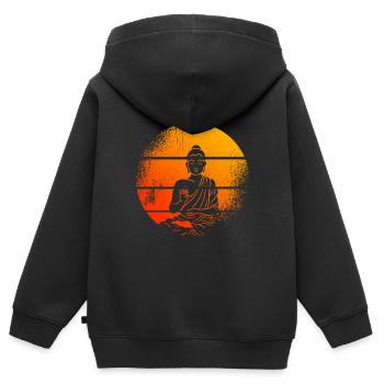 Meditierender Buddha-Statue Buddha - Kinder Premium Organic Zip Hoodie - Schwarz - Hinten - AI Model Kid Male (0cm)