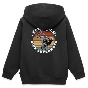 Supermoto / Supermotard / Supermoto Wheelie - Kinder Premium Organic Zip Hoodie - Schwarz - Hinten - AI Model Kid Male (0cm)