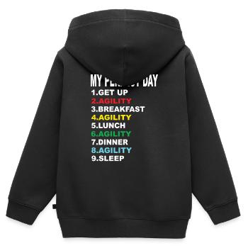 Mon agilité de jour parfaite - Sweat Premium à capuche zippé enfant bio - noir - Dos - AI Model Kid Male (0cm)