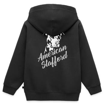 American Stafford Hund Hundebesiter Geschenk - Kinder Premium Organic Zip Hoodie - Schwarz - Hinten - AI Model Kid Male (0cm)