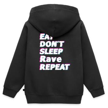 Idée cadeau Raver - Sweat Premium à capuche zippé enfant bio - noir - Dos - AI Model Kid Male (0cm)