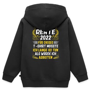 Rente 2022 Pensionierung 2022 Ruhestand 2022 - Kinder Premium Organic Zip Hoodie - Schwarz - Hinten - AI Model Kid Male (0cm)