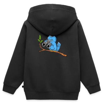 Observation des oiseaux - Sweat Premium à capuche zippé enfant bio - noir - Dos - AI Model Kid Male (0cm)
