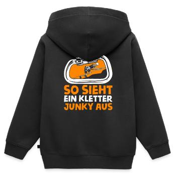Klettern Bergsport Kletterer - Kinder Premium Organic Zip Hoodie - Schwarz - Hinten - AI Model Kid Male (0cm)