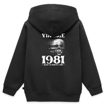 Skull Skull Skull 1981 81 Vintage Vintage Cadeau - Sweat Premium à capuche zippé enfant bio - noir - Dos - AI Model Kid Male (0cm)