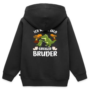 Bald großer Bruder Junge Geschwister Baby Dinos - Kinder Premium Organic Zip Hoodie - Schwarz - Hinten - AI Model Kid Male (0cm)