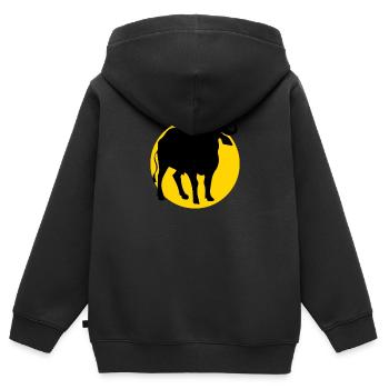 buffle et lune - Sweat Premium à capuche zippé enfant bio - noir - Dos - AI Model Kid Male (0cm)