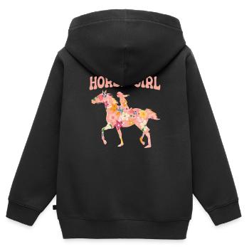 Cavalier Équitation Équitation - Sweat Premium à capuche zippé enfant bio - noir - Dos - AI Model Kid Male (0cm)
