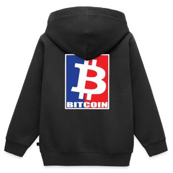 Le Bitcoin - Sweat Premium à capuche zippé enfant bio - noir - Dos - AI Model Kid Male (0cm)