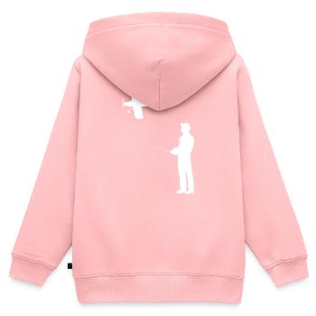 Modèle d’avion RC Volant Rétro Vintage Cadeau - Sweat Premium à capuche zippé enfant bio - rose - Dos - AI Model Kid Female (0cm)
