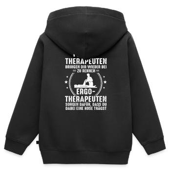 Physio Therapeuten Rennen Ergo Therapeuten Hose - Kinder Premium Organic Zip Hoodie - Schwarz - Hinten - AI Model Kid Male (0cm)