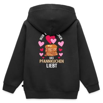 Just A Girl Who Loves Pancakes Mädchen Pfannkuchen - Kinder Premium Organic Zip Hoodie - Schwarz - Hinten - AI Model Kid Male (0cm)