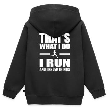 Lauf Läufer Laufen - Kinder Premium Organic Zip Hoodie - Schwarz - Hinten - AI Model Kid Male (0cm)