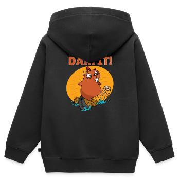 Beaver Fan Beaver Lover Funny Beaver Gift - Kids Premium Organic Zip-up Hoodie - black - Back - AI Model Kid Male (0cm)